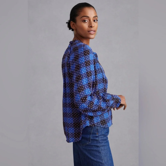 PILCRO by ANTHROPOLOGIE Plaid Buttondown Shirt in Blue Motif - Picture 2 of 10